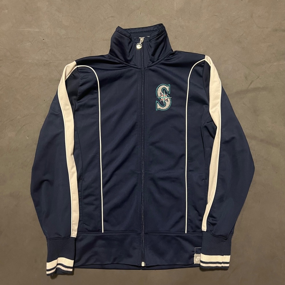 Vintage Nike Seattle Mariners Baseball MLB Zip Up Gray Track Jacket Womens Large